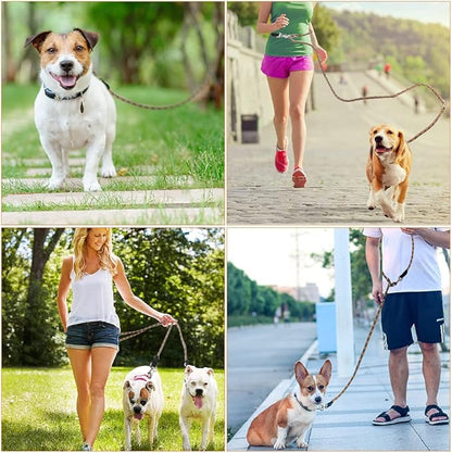 Pawstrip Hands-Free Dog Leash - Multifunctional Reflective Waist and Crossbody Training Leash for Walking and Running - Adjustable Nylon Double Leashes for Small, Medium, Large Dogs