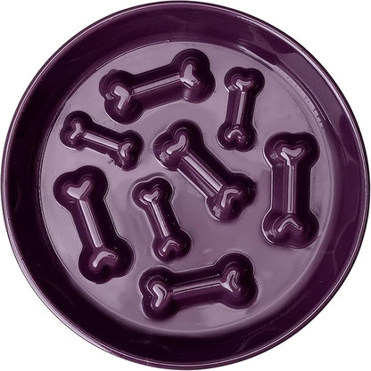Ceramic Slow Feeder Dog Bowls, Ceramic Slow Feeder Maze Dog Food Bowl, Slow Eating Dog Bowl and Slow Feeder Dog Bowl Anti-Choking for Daily Pet Feeding （Purple Bone）
