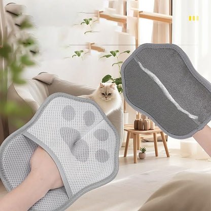 Pet Hair Removal Glove for Dogs Cats, Reusable Electrostatic Hair Remover for Couch, Car Seats Clothing, Carpet, Car Seat, Gray and Pink 2 Pack