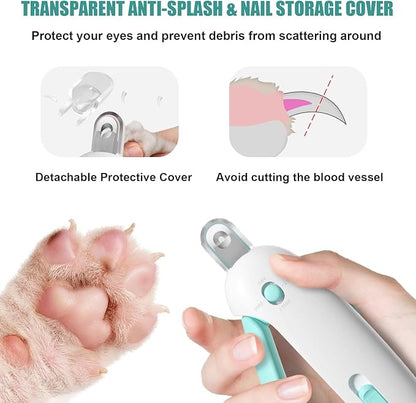 Cat Nail Clipper with Adjustable Aperture, Cat Nail Trimmer with Safety Guard & Nail File, Safe Pet Claw Clipper Grooming Tool to Avoid Over Cutting, Professional Pet Nail Cutter for Beginners (Blue)