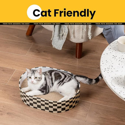 Cat Scratcher Box with 4 Cat Scratching Board Reversible Scratch Pad, Heavy Duty Corrugated Cardboard Pet Bed Lounger Kitty Scratchers for Indoor, Protects Furniture,Kittens Gifts-Large