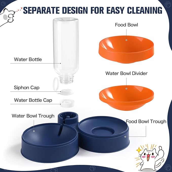 Cat Food Bowl, Cat Bowls Whisker Friendly with Water Dispenser for Cats and Small Dogs