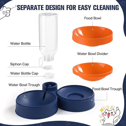 Cat Food Bowl, Cat Bowls Whisker Friendly with Water Dispenser for Cats and Small Dogs