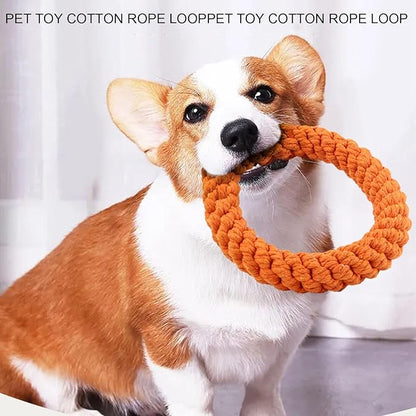 Cyrank 2PCS Ring Dog Toy, Indestructible Cotton Rope Toy for Dog Teething, Cleaning, Playing & Training, Medium & Large Dogs