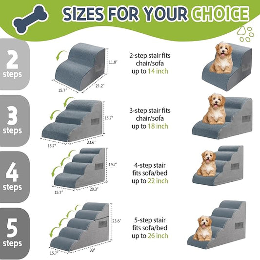 Dog Stairs for High Beds, 3-Step Dog Stairs & Steps 15.8" H for Small Dogs Cats pet to get on 16-20 inches Tall Couch/Chair/beds. 3 Tiers Pet Doggy Ramp Ladder with Non-Slip Bottom for Indoor Stairs
