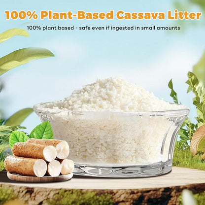 Premium Cat Litter, Non-Stick Strong Clumping Cat Litter, 100% Natural Cassava Kitty Litter, Multi-Cat/Unscented Dust-Free/Odor Control/Ultra Absorbent/Less Scattering - 18 lbs - 2 Pack