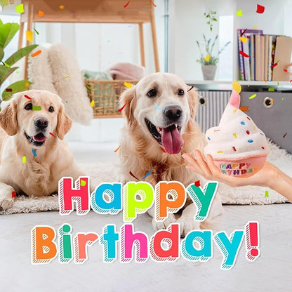 Dog Birthday Toys - Puppy Squeaky Cupcake, Toy Dog - First Birthday Toy Small Medium Large Breeds(Pink)