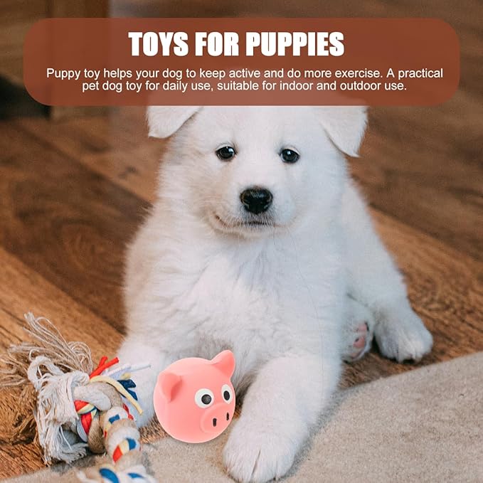 POPETPOP Squeak Dog Toy, Latex Cute Pig Toy for Dog Chew Toys, Funny Pet Interactive Toy, Dog Squeaky Toys for Small Pet Puppies Indoor Outdoor Biting Chasing Games