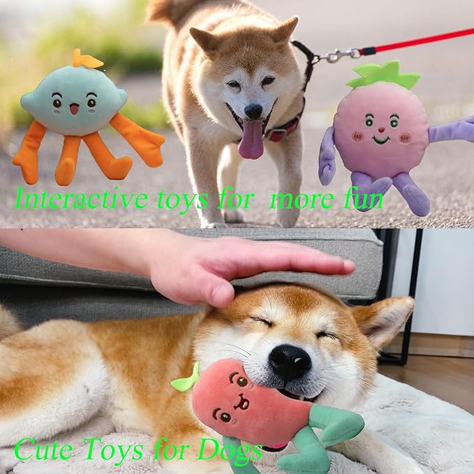 Cute Carrot Fruits Dog Squeaky Toys Dog Toy for Pet Puppy Small Dog (Pack for 13)