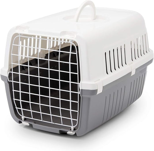 SAVIC Zephos 2 Pet Carrier for Cats and Small Dogs, with Metal Doors, White/Cold Gray, Up to 15.4 lbs (7 kg)