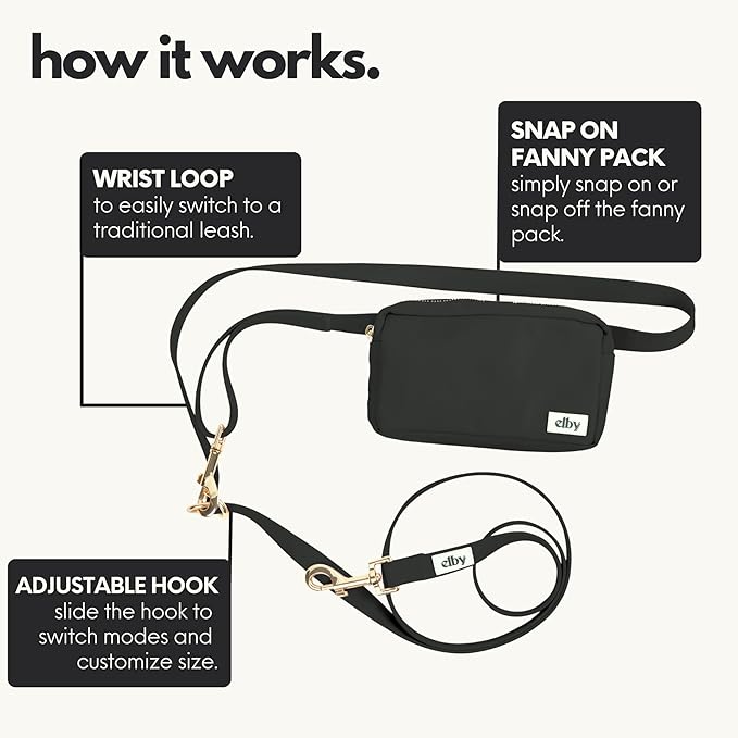 Hands Free Dog Leash with Treat Pouch – Waterproof Cross Body & Waist Leash for Dog Walking and Training with Poop Bag Holder - Cute Walking Accessories for Medium and Large