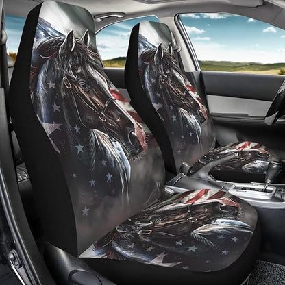 Horse American Flag Seat Covers Decorative Accessories for Cars Trucks SUV 2-Pack Car Seat Covers Car Accessories Auto Interior Covers for Truck Van SUV, Seat Covers