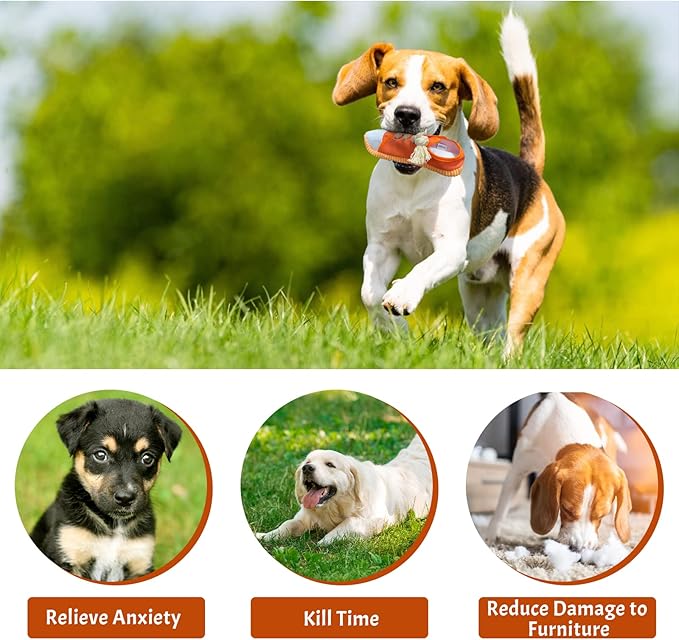 WishLotus Dog Squeaky Toys, Shoes-Shaped Dogs Chew Toys Tear-Resistant Dog Plush Toys for Teeth Grinding & Relieve Boredom for Gifts (Orange)
