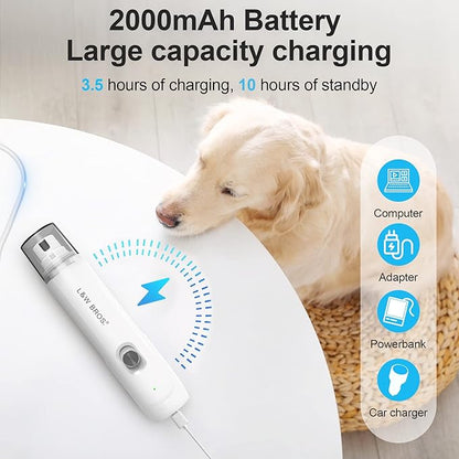 L&W BROS. Electric Dog Nail Trimmer, Rechargeable Dog Nail Grinder for Large Dogs, Pet Nail Grinder for Dogs & Cats
