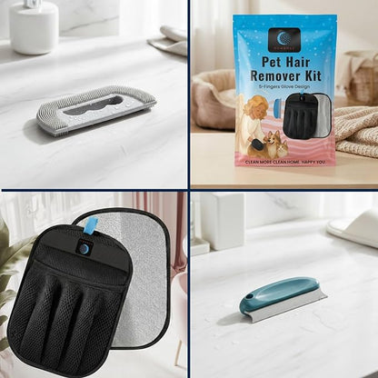 2-Pack Reusable Pet Hair Remover Gloves for Laundry, Furniture & Clothes, Best Dog & Cat Grooming Glove, Removes Fur from Couch, Car & Carpet