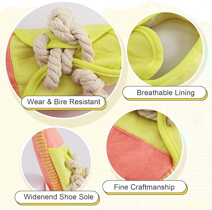 vocheer Dog Chew Toy, Dog Toys to Keep Them Busy Durable Teething Shoe Interactive Squeaky Puppy Toy,Small,Medium Breze, Machine Washable(Yellow)