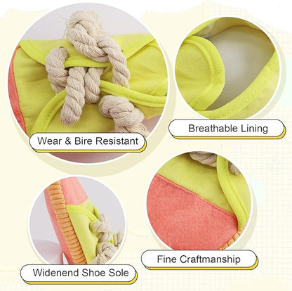 vocheer Dog Chew Toy, Dog Toys to Keep Them Busy Durable Teething Shoe Interactive Squeaky Puppy Toy,Small,Medium Breze, Machine Washable(Yellow)