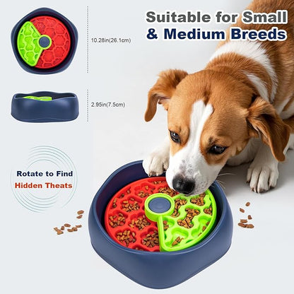 Interactive Pet Puzzle Slow Feeder Bowl - Innovative Rotating Design, Anti-Gulping, Promotes Digestion & Mental Stimulation, Non-Slip Food Dispenser for Small & Medium Dogs & Cats (Red & Green)