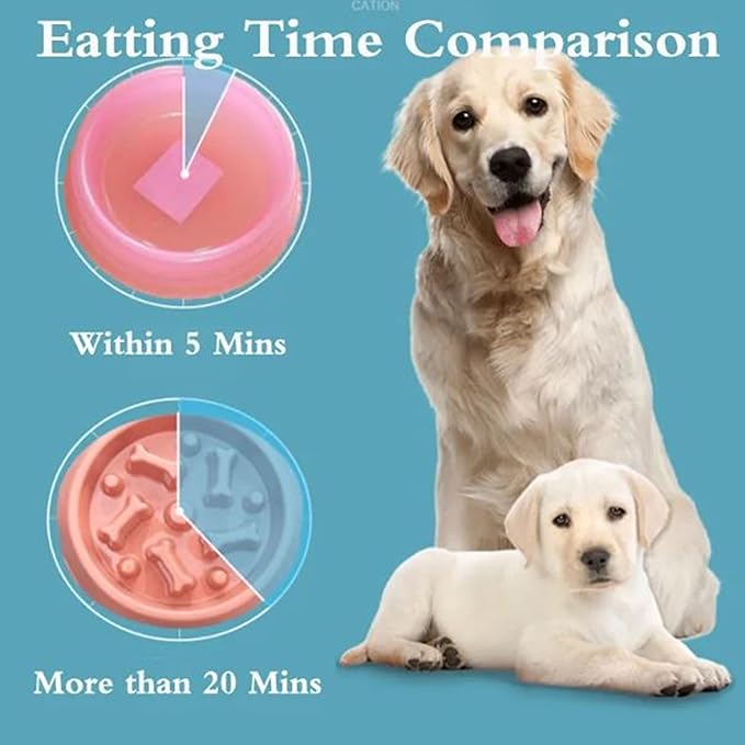 Slow Feeder Dog Food Bowl – Interactive Dog Food Dish for Breeds, Bowl Designed to Slow Eating, Promotes Healthy Digestion and Prevents Bloat, Ideal for Cats and Dogs