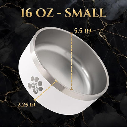 Stainless Steel Dog Bowl for Small-Large Dogs | Double Wall Insulated, Non-Slip Base Heavy Duty Water and Food Bowls for Dogs & Cats | Pet Safe BPA Free & Dishwasher Safe | 16 Oz - Khaki