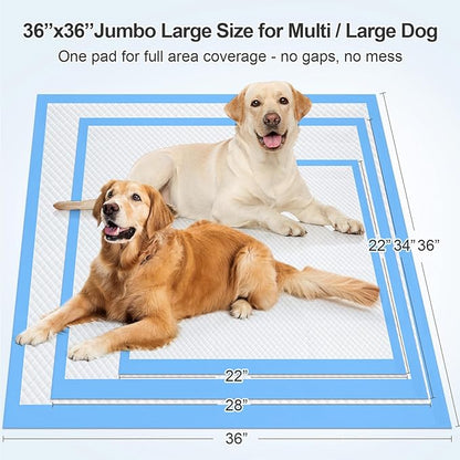 Upgraded 4XL Dog Pee Pads, 36” x 36” Extra Large Single-Pad Coverage, Designed for Multi-Dog Homes & Large Areas, Fast-Absorbing 6-Layer Training Pads with Leak-Resistant Backing, 45 Count