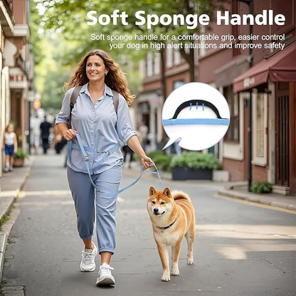 Hands Free Dog Leash, 8.5ft Adjustable Hands Free Leash for Medium Dogs, Versatile Handheld Crossbody Waist Lead with 3 Rings, Easy Adjust for Running Jogging Walking, Sponge Handle, Blue