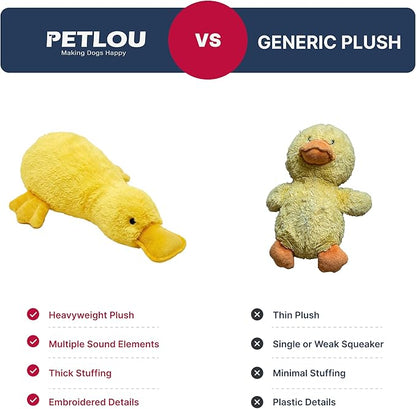 Pet Lou 15 Inch Platypus Plush Dog Chew Toy with Squeakers & Crinkle Paper, Durable Super-Soft Stuffed Promo Dog Toy for Interactive Fetch & Play