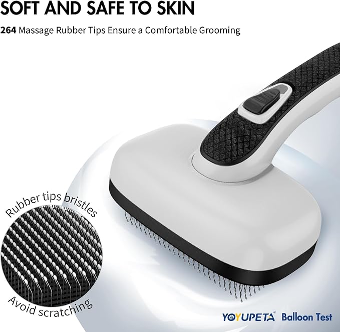 Cat Brushes for Indoor Cats - Self Cleaning Slicker Brush for Shedding Short & Long Haired Dogs, Skin Friendly Deshedding Grooming Tool to Removes Loose Fur, Mats,Tangles & Undercoat, Gray