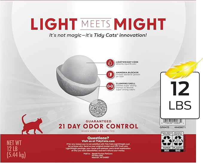 Purina Tidy Cats Lightweight, Low Dust, Clumping Cat Litter Odor Control 24/7 Performance Multi Cat Litter 12 lbs.
