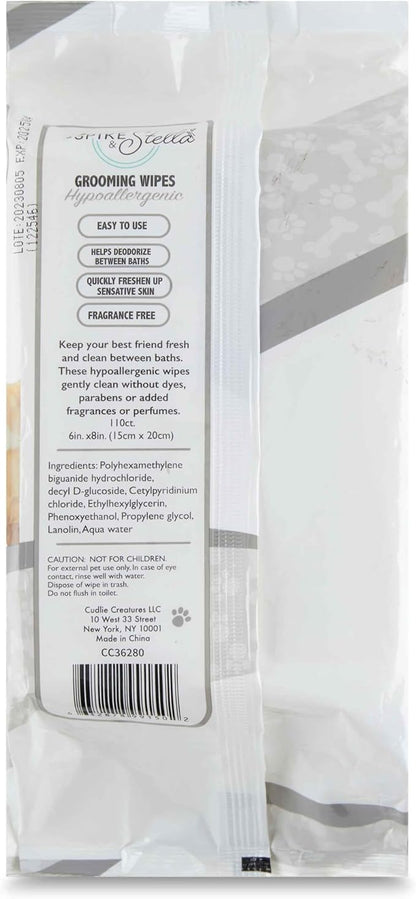 110 Pack Pet Grooming Wipes - Large & Extra-Large Sizes - Lavender, Aloe, & Unscented Variations - Hypoallergenic & Extra Durable - Perfect for Dogs & Cats, 6"x8"