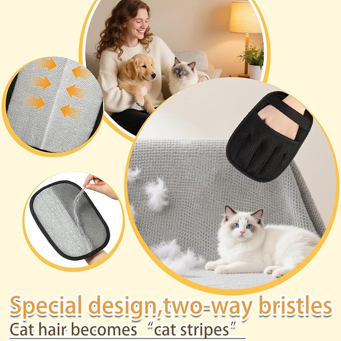 Pet Hair Remover Glove, Pet Hair Remover for Laundry, ReusableElectrostatic Dog Cat Hair Removal Gloves for Furniture