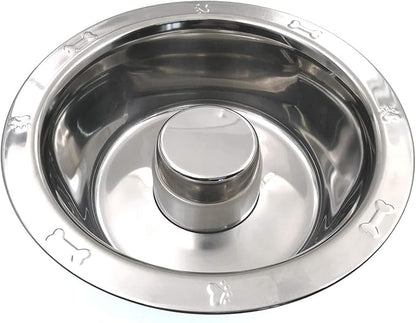 JZK Stainless Steel Dog Bowl for Slow Eating, Slow Feeder Large Dog Bowl, Slow Feeding Metal Dog Bowl, pet Bloat Stop Food Bowl