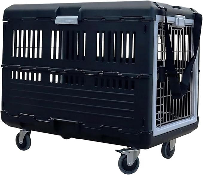 USA Pet Carrier & Crate 35" - Premium Collapsible Design for Medium Cats and Dogs - Portable Kennel for Indoor/Outdoor Use - 360-Degree Ventilation & Hard Plastic Wall Protection