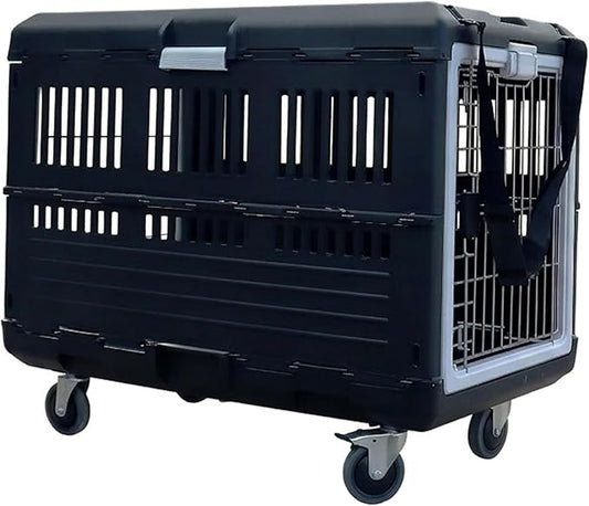 USA Pet Carrier & Crate 35" - Premium Collapsible Design for Medium Cats and Dogs - Portable Kennel for Indoor/Outdoor Use - 360-Degree Ventilation & Hard Plastic Wall Protection