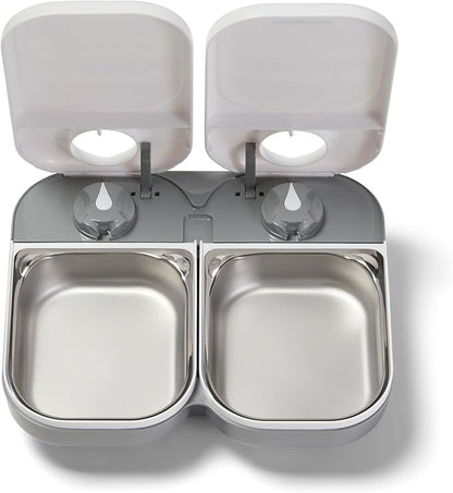 Closer Pets C200 2 Meal Timer-Controlled Automatic Pet Feeder - for Cats and Small Dogs, Wet or Dry Food, Stainless Steel Bowl Inserts and Ice Pack, up to 14 oz Each, White