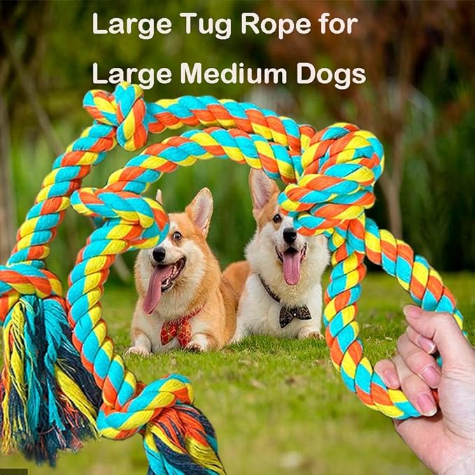 Extra Large Dog Tug of War Rope Toy for Aggressive Chewers Medium Large Breed Giant Chew Rope Puppy Teething Toys Indestructible Tug Rope Durable Knotted Rope Chewing Toys Heavy Duty XL Rope Toy