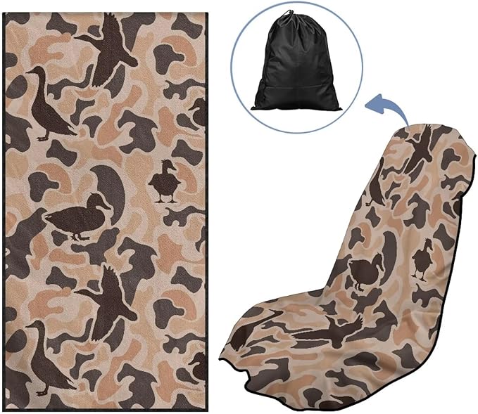 SEANATIVE Duck Camouflage Sweat Towel Car Seat Cover for Gym Running Athletes Fitness Workout, Auto Seat Pet Protector, Sports Towel Seat Covers for Cars