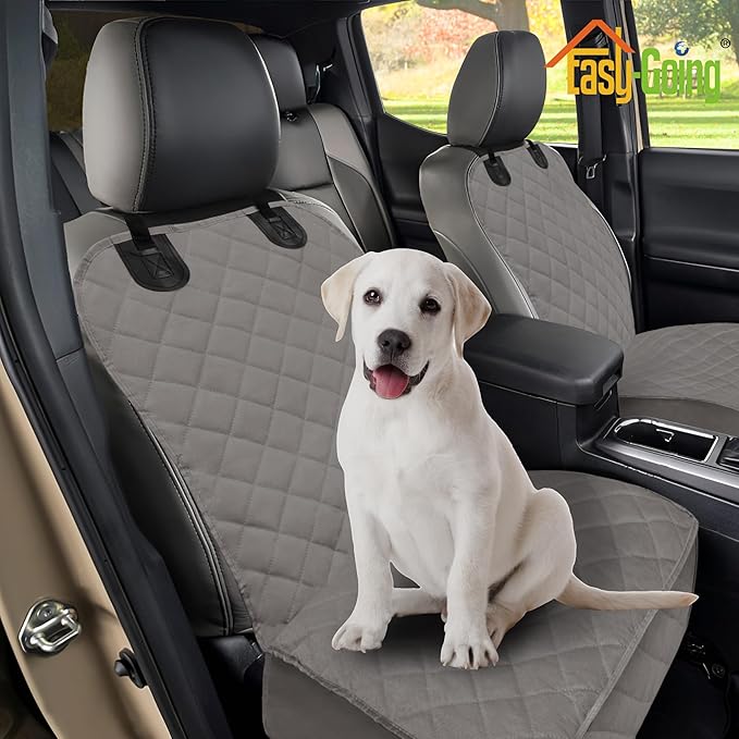 Easy-Going Waterproof Dog Car Seat Cover, Pet Front Cover for Cars, Durable and Nonslip Dog Seat Protector for Trucks, Jeep, SUV and Cars (Front Seat, Grey)