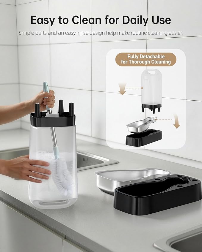Automatic Dog Water Bowl Dispenser - 2.4 Gallon Gravity Pet Water Dispenser with 304 Stainless Steel Bowl, Dog Auto Feeders Bowls Self Waterer, Easy-Carry Handle for Large Dogs & Cats, Multi-Pet Home