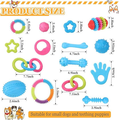 Jenaai 50 Pack Puppy Toys Chew for Teething Cute Soft Dog Toys Interactive Teething for Small Dogs Anxiety Relief Cleaning Teeth, Assorted Style