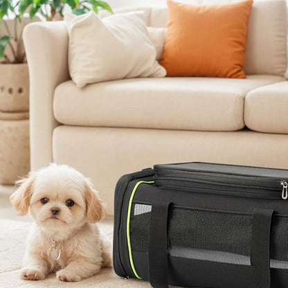 Black Expandable Pet Carrier for Cats/Dogs - Airline Approved, 2-Side & Height Extendable Design - Soft Sided Travel Bag(Black)