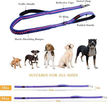 Dog Collars and Leads Heavy Duty Dog Leash with Traffic Handle Reflective with Double Padded Handles Durable for Small Medium Large Dogs Training Walking 4ft (Red)