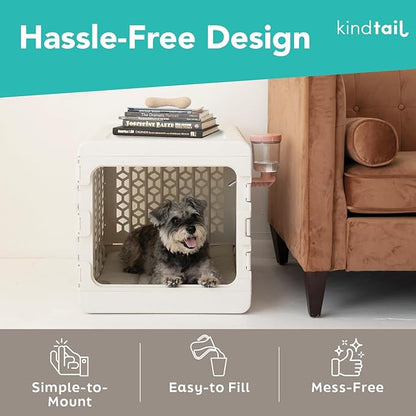KindTail Pawdle - No-Drip Dog Crate Water Bottle - Top-Fill Pet Water Dispenser - BPA Free with Stainless Steel Nozzle - Easy-to-Use with Most Crates & Playpens - 7 x 6 x 4 in - 16oz Capacity - Green
