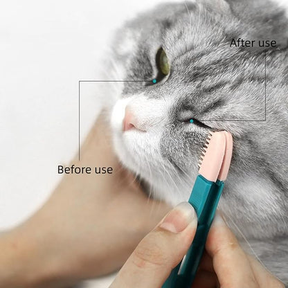 Cat Grooming Brush - Pet Eye and Acne Cleaner, Tear Stain Remover Comb for Small Dogs and Cats