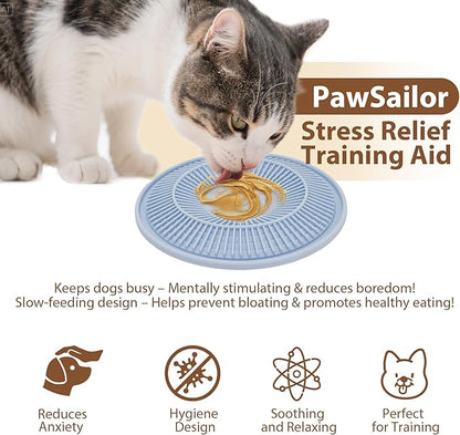 Lick Mat for Dogs and Cats, Slow Feeder Mats with Suction Cups - Bathing, Grooming and Training, Anxiety Relief Feeding Pad,Dishwasher-Safe Blue
