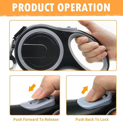 26Ft Retractable Dog Leash, Heavy Duty Great Leash for Dog up to 110 lbs, Anti-Slip Rubberized Handle, One-Handed Brake, Strong Nylon Tape, Tangle Free(Large Size).