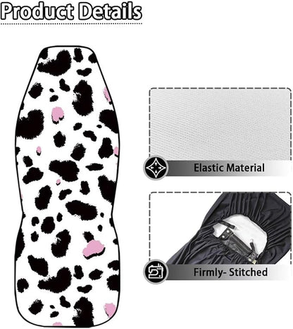 Dreaweet Cow Print Seat Covers for Cars for Women Cute Car Accessories Interior 2 Piece Washable Universal Auto Seat Covers Front Seats Only Easy to Install
