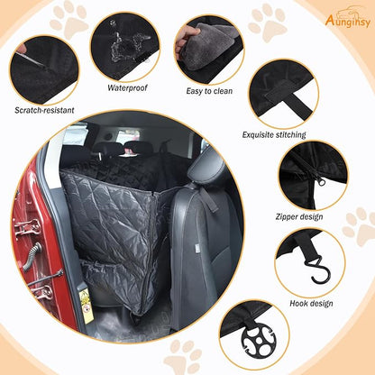 Aunginsy Dog Car Seat Cover for Pets Compatible with Toyota FJ Cruiser 2007-2021 Accessories, Backseat Pet Cover Protector, Second-Row Seat Waterproof Scratch Proof Nonslip Dog Hammock with Side Flap