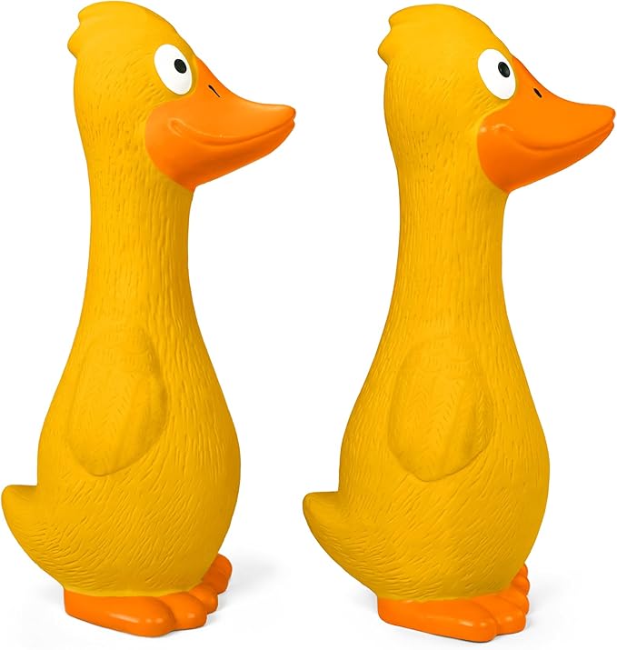 CHIWAVA 2 Pack 7.9 Inch Squeak Latex Dog Toy Yellow Duck Interactive Play for Small Medium Dogs