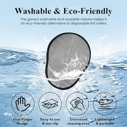 Upgraded Pet Hair Removal Glove for Dogs & Cats, Reusable Electrostatic 5 Finger Pet Hair Remover, Dog & Cat Grooming Glove for Couch Carpet Laundry Car Seat, Lint Brush Black